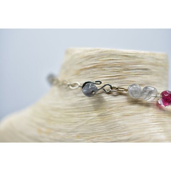 Geode Pendant Necklace Natural Cracked  Statement Red Crystal Beaded BinA - Picture 8 of 12